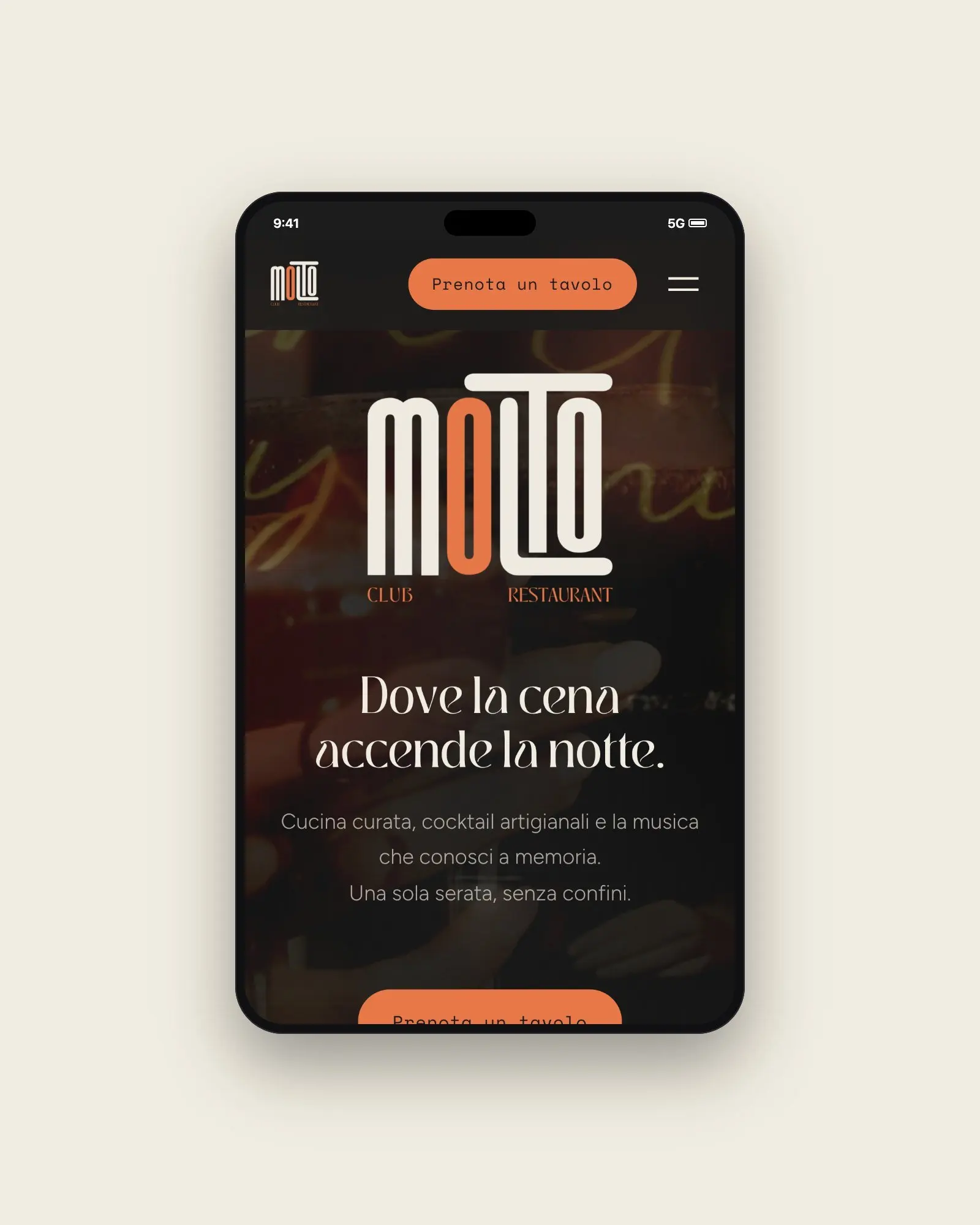 Home del sito MOLTO su smartphone