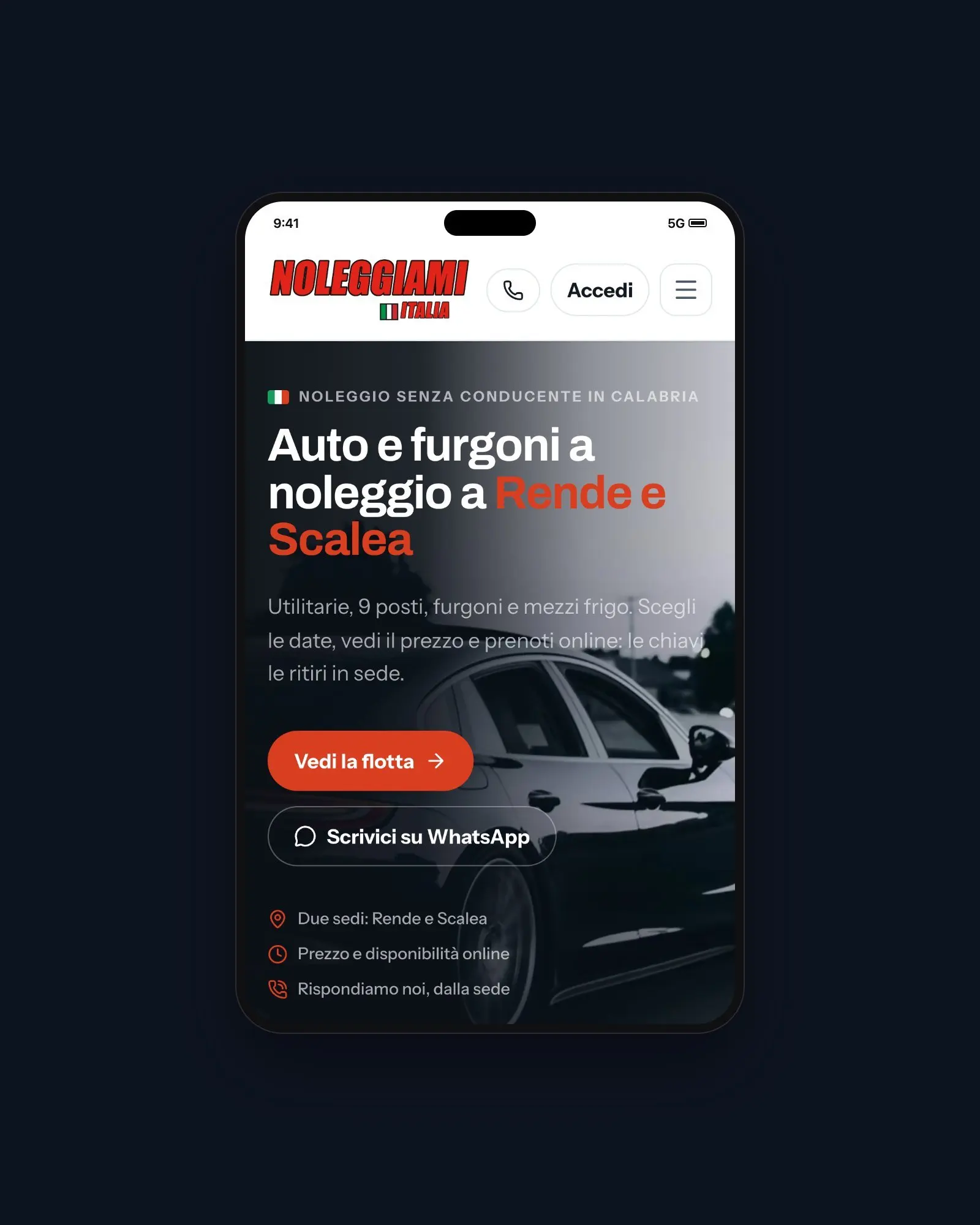 Home di Noleggiami Italia su smartphone