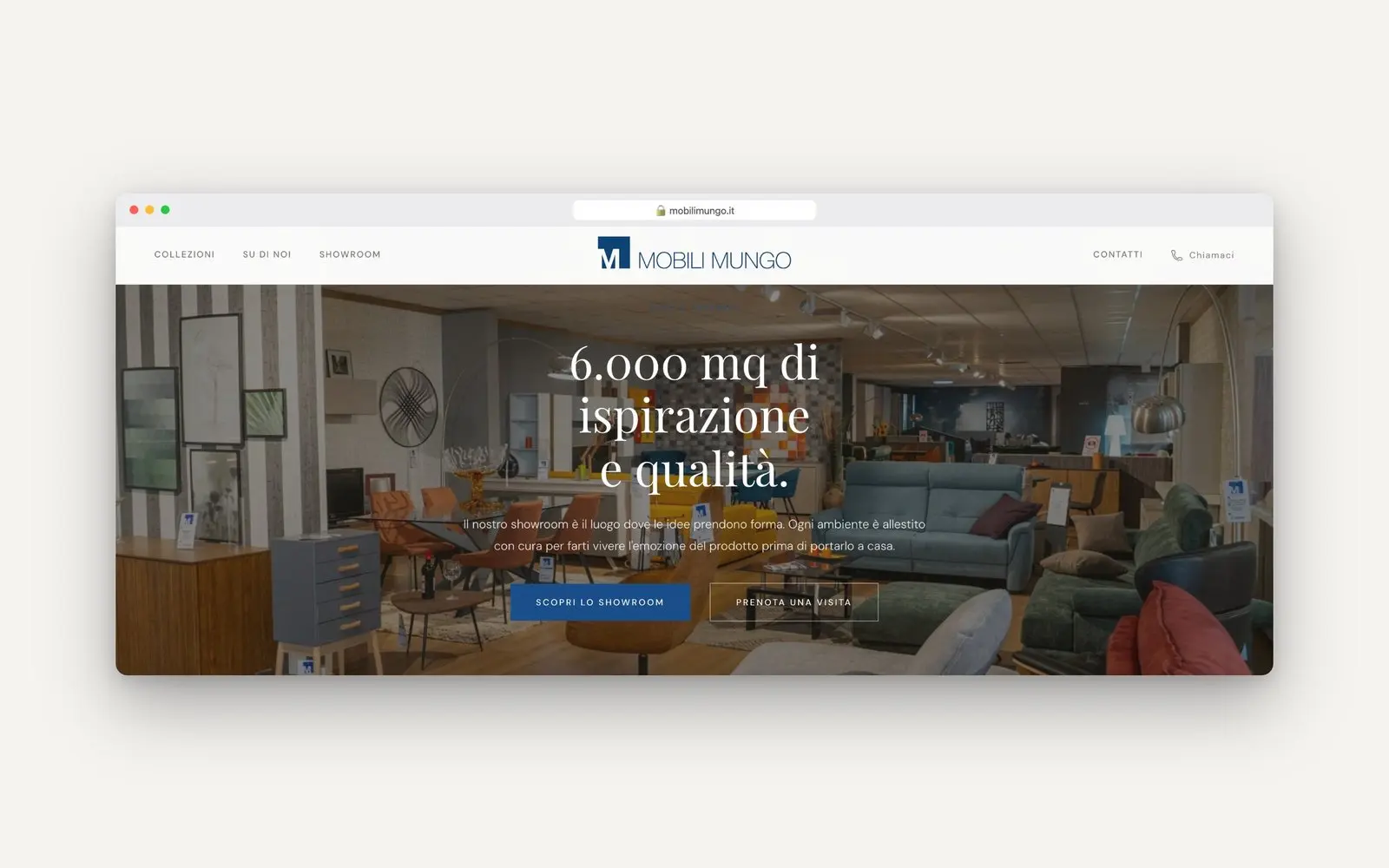 Banner dello showroom di 6.000 mq di Mobili Mungo