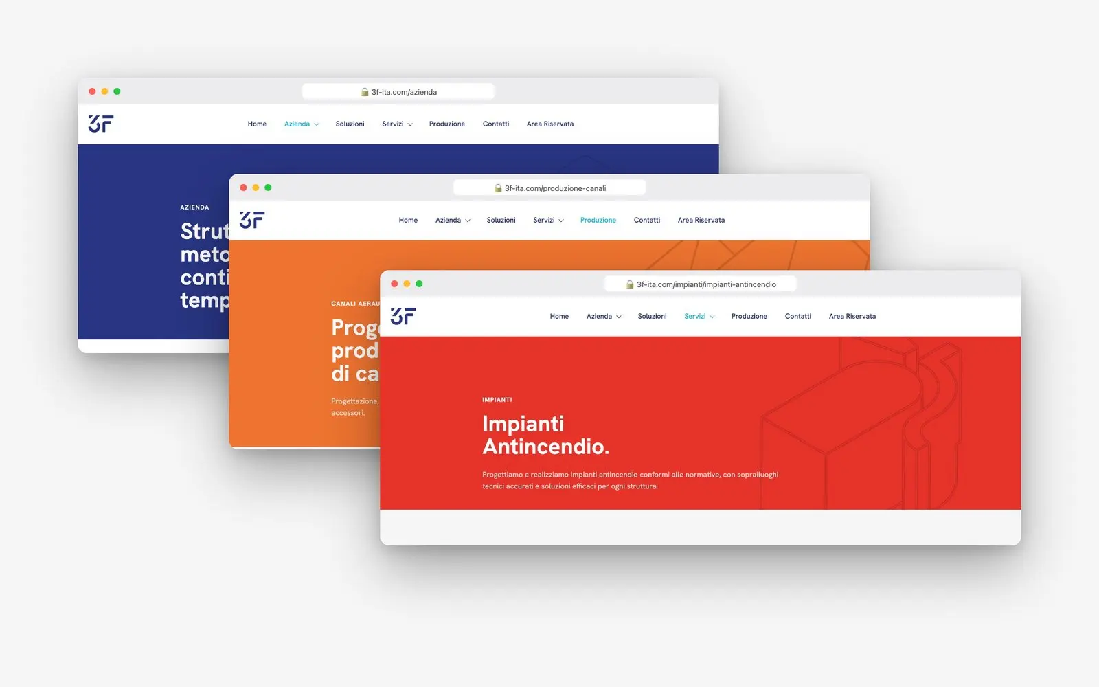 Pagine interne del sito 3F con il colore di ogni linea di servizio