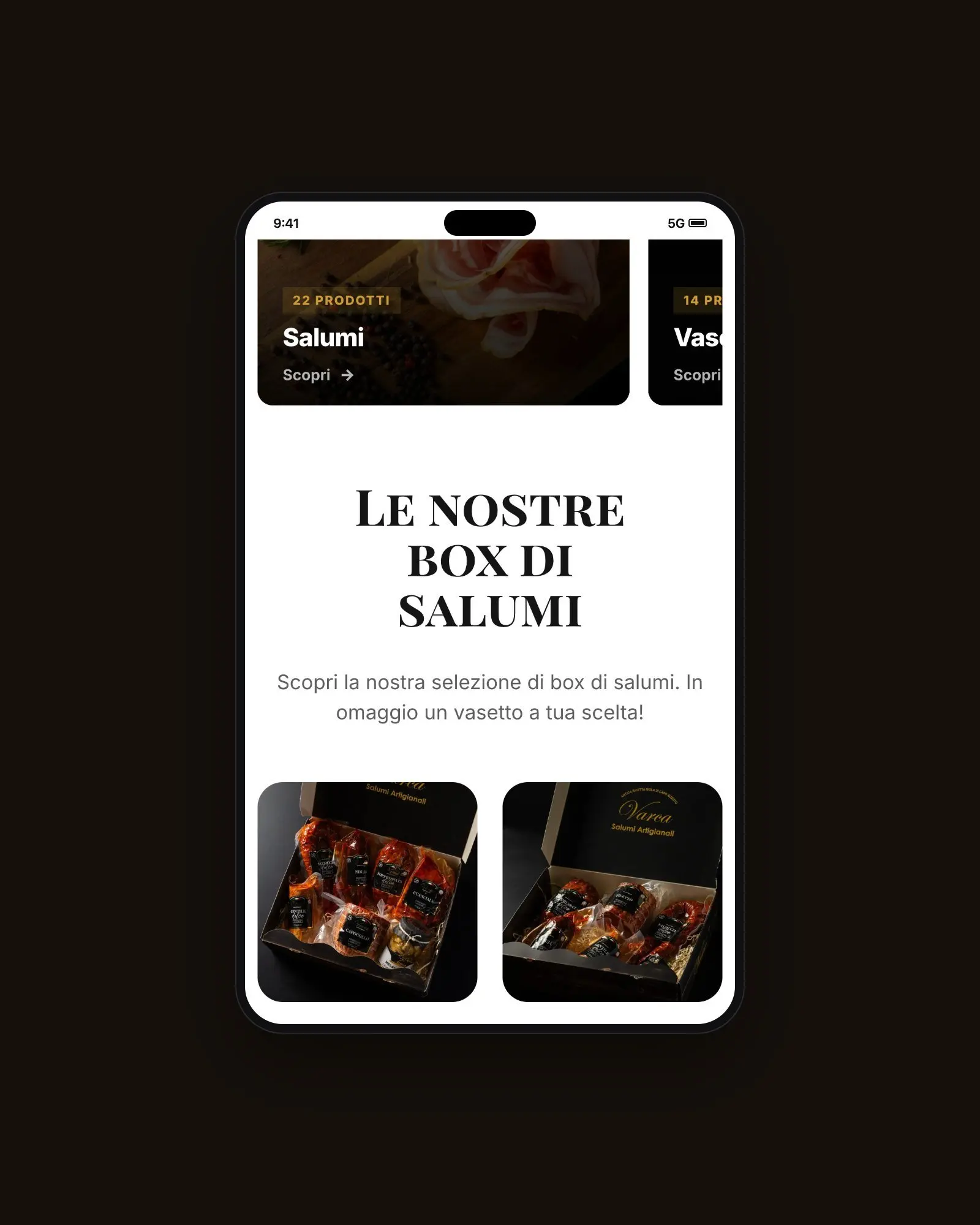 Le box di salumi Varca nella versione mobile