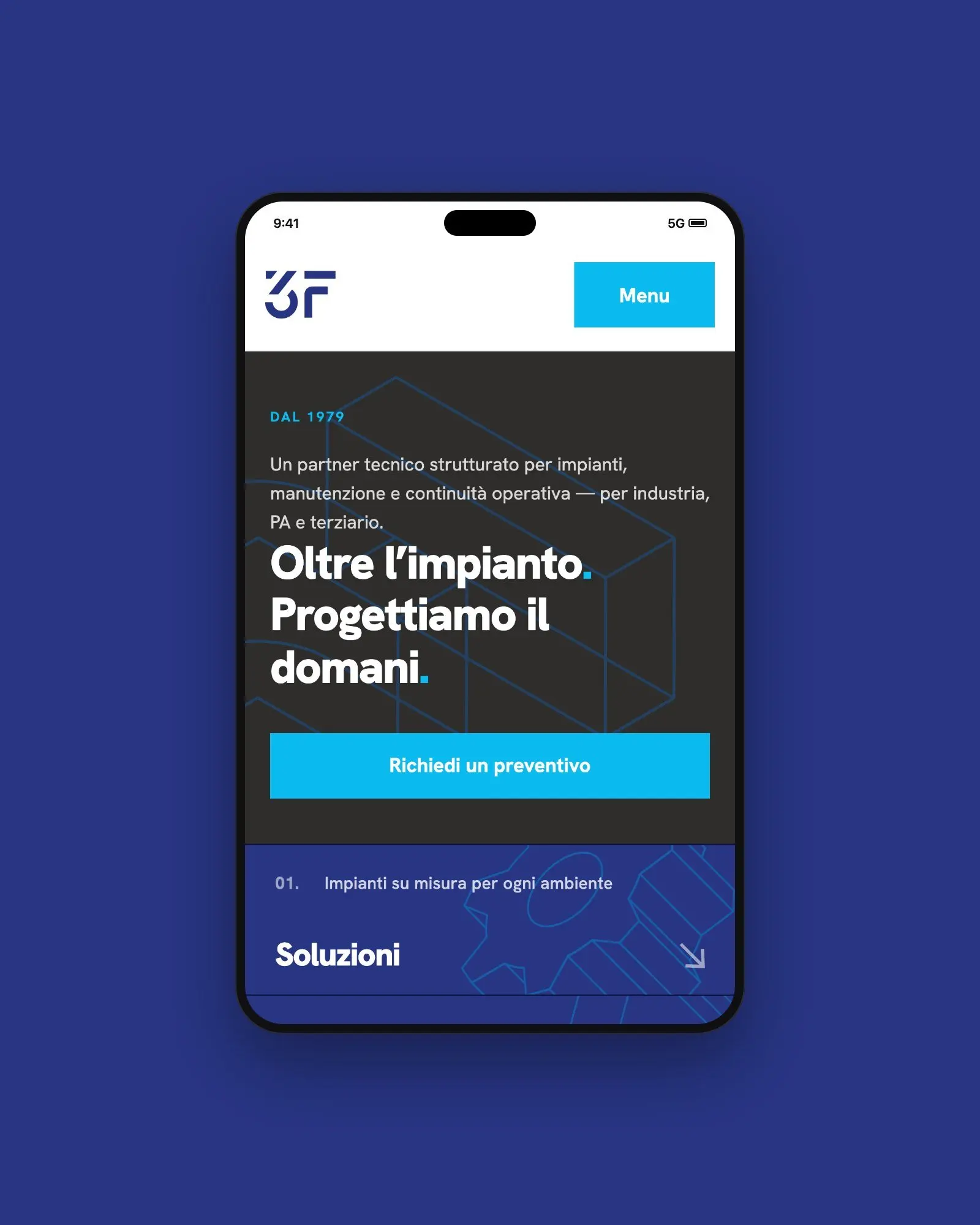 Hero del sito 3F Group su smartphone