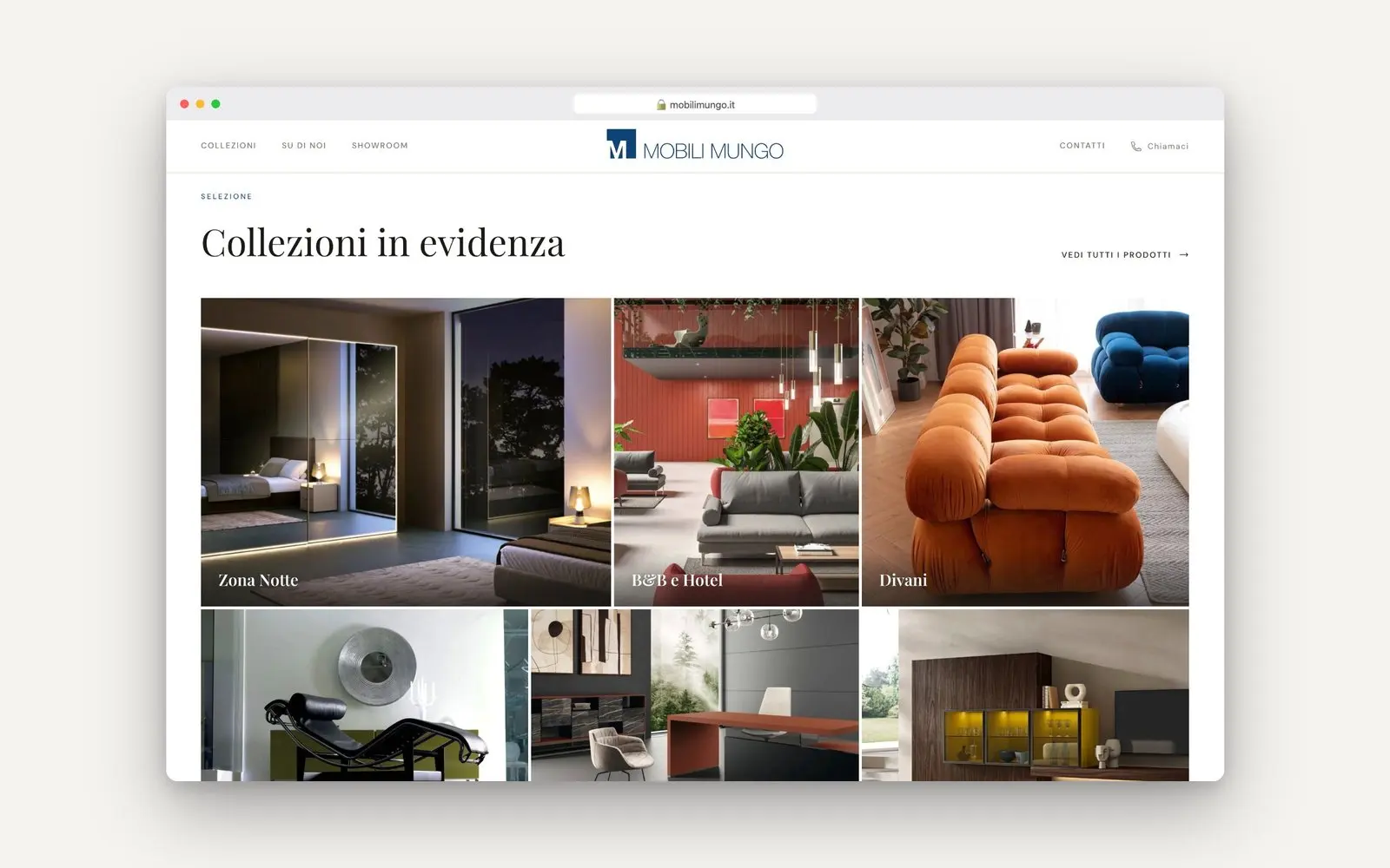 Collezioni in evidenza sul sito Mobili Mungo