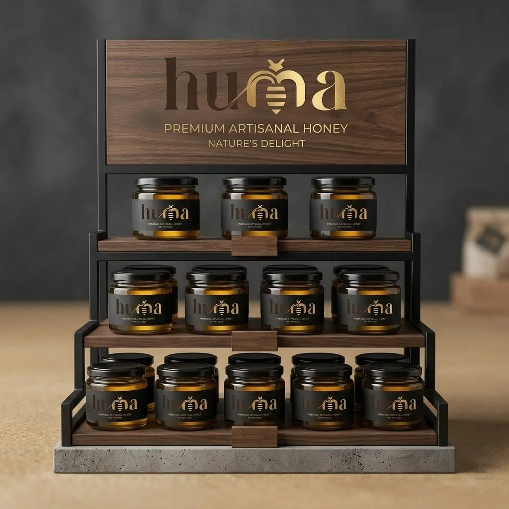 Espositore con i vasetti Huma