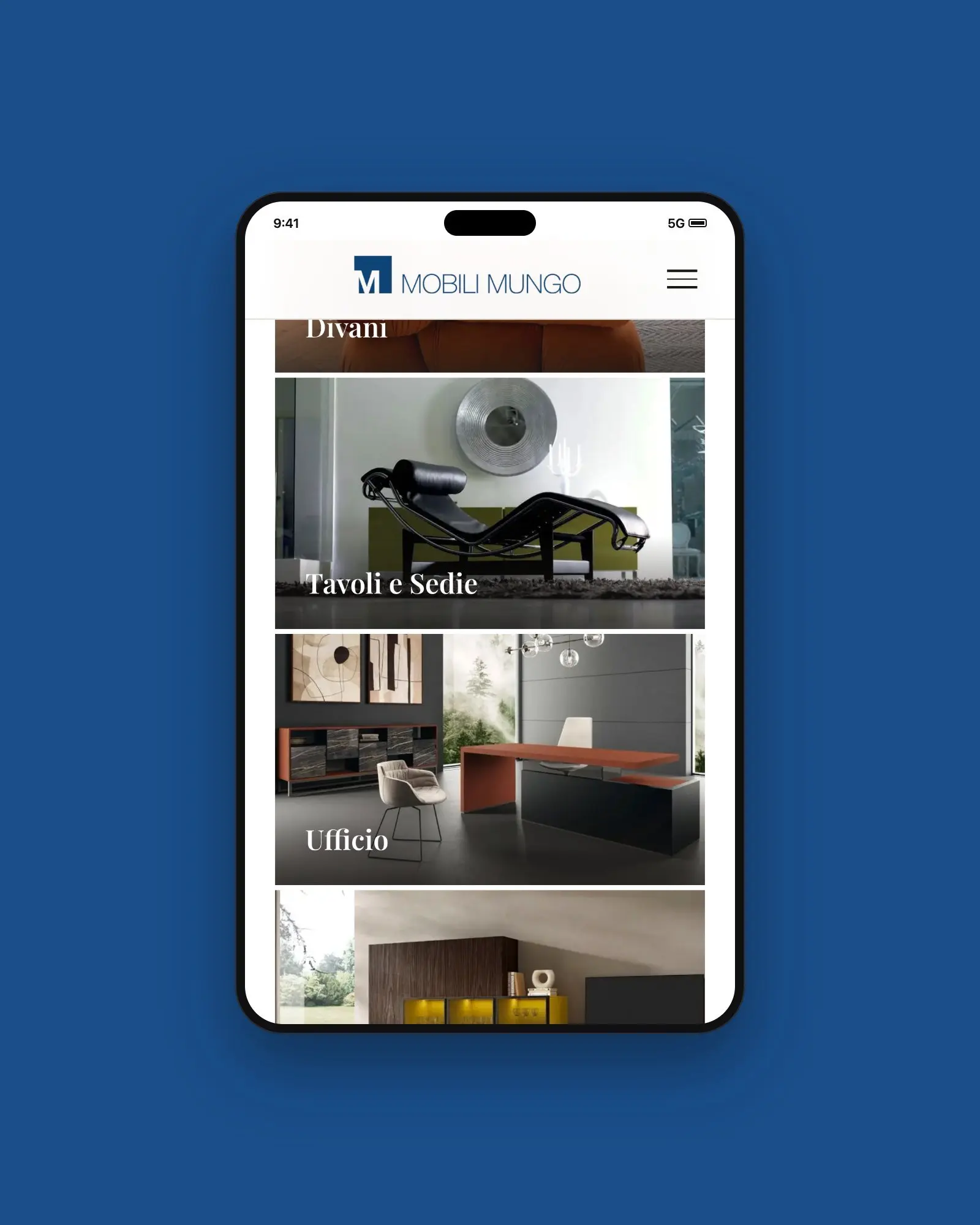 Collezioni Mobili Mungo nella versione mobile