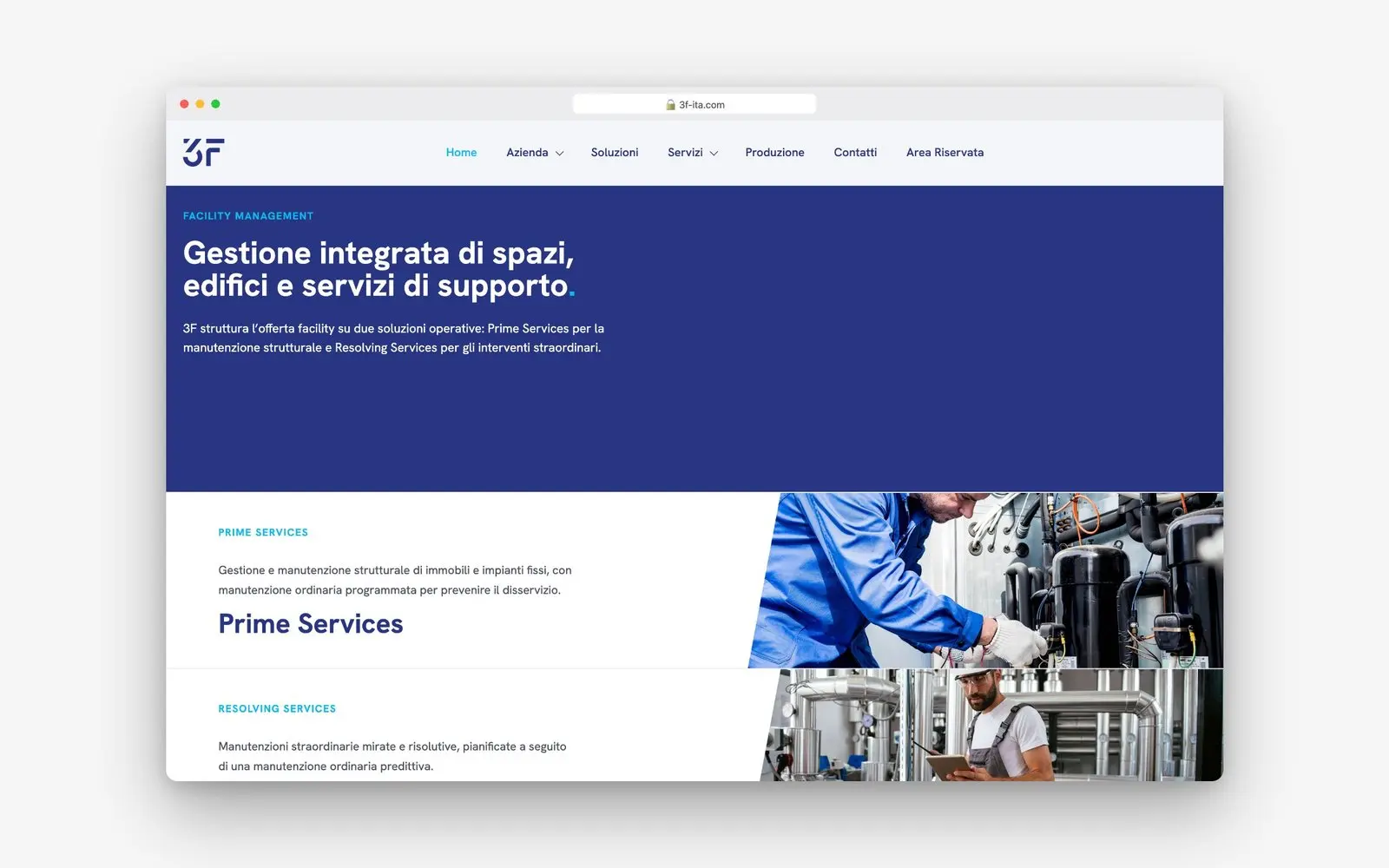 Sezione facility management del sito 3F Group