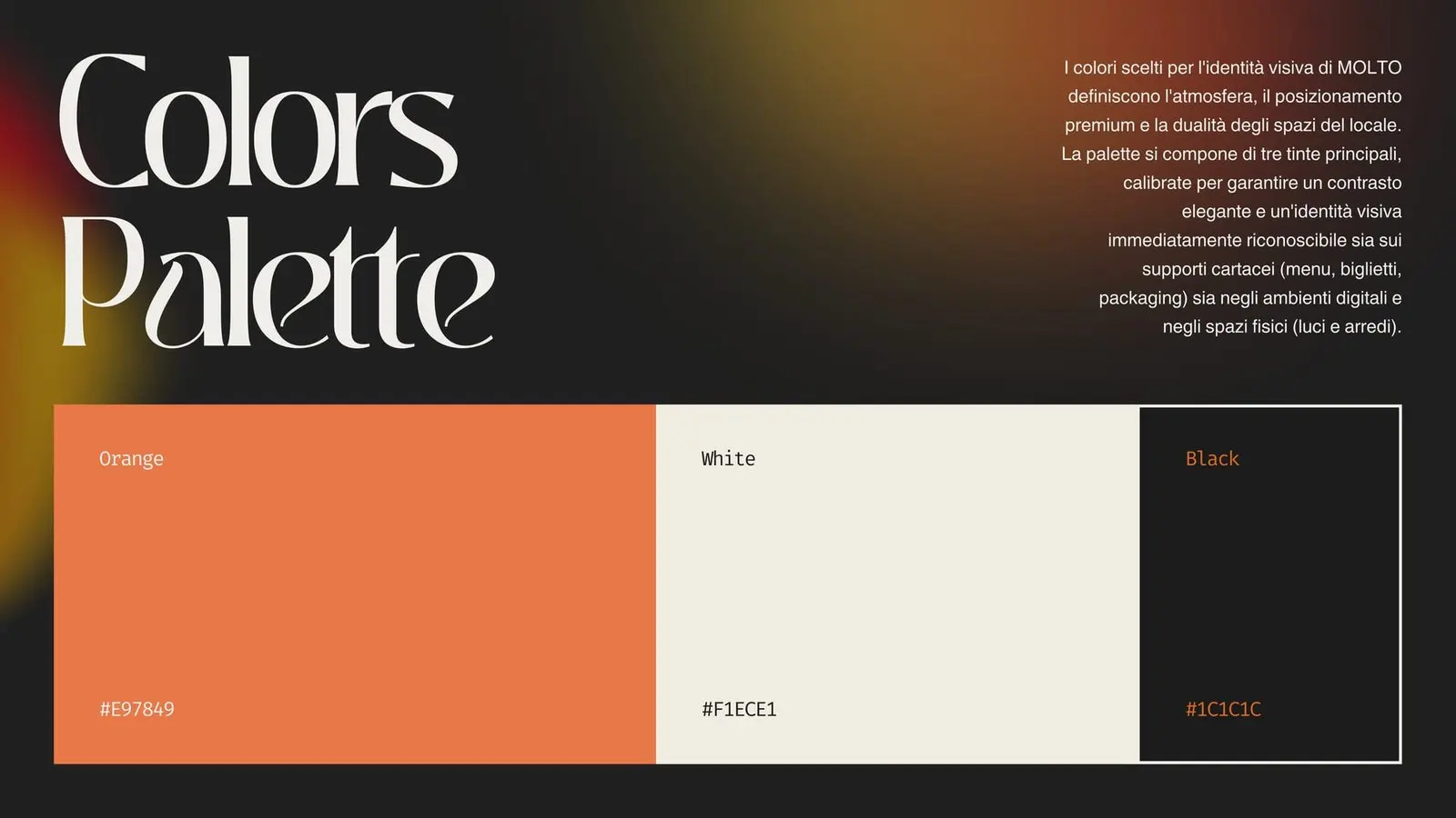 Sistema visivo Molto: colori