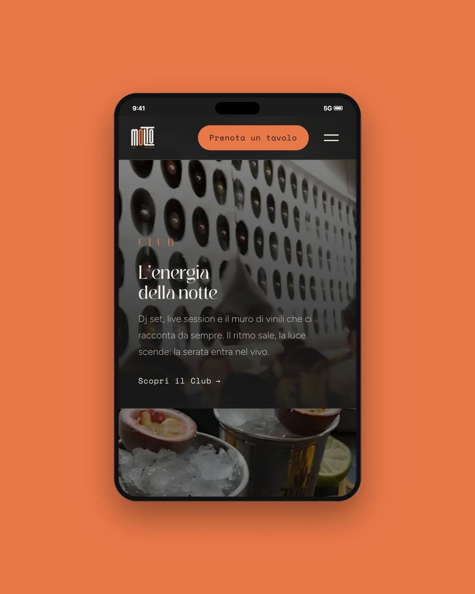Sezione Club del sito MOLTO nella versione mobile