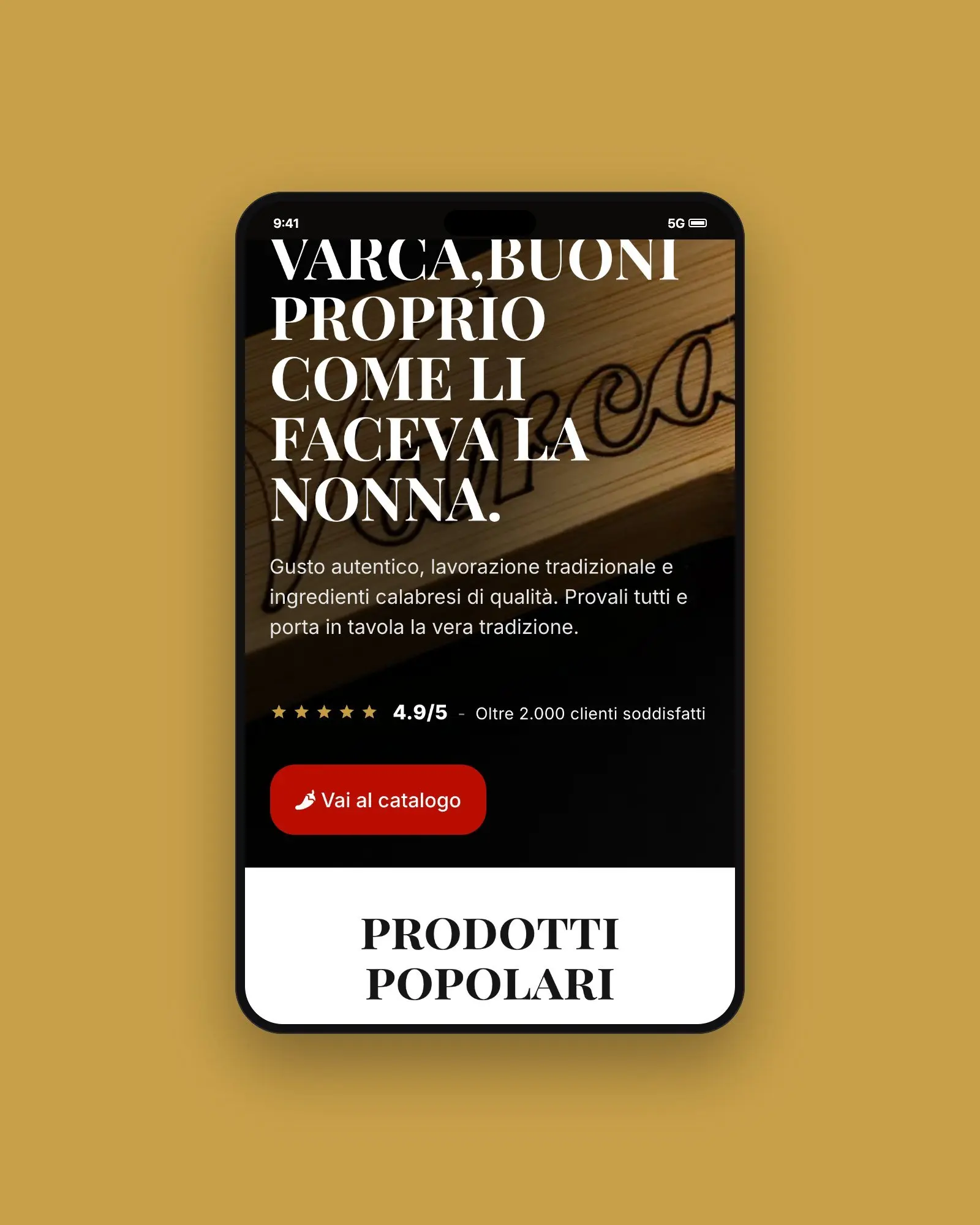 Home dell’e-commerce Salumi Varca su smartphone